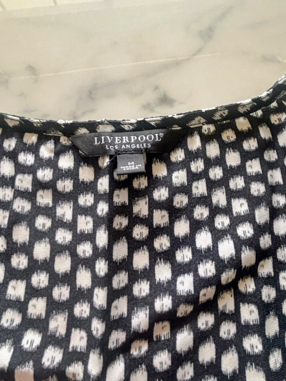 Liverpool Black White Geometric Dot Sleeveless Dress High Low M Wedding Guest - Picture 12 of 12